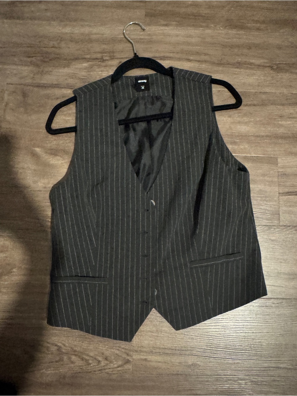 Pinstripe Vest - Charcoal Gray